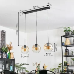 Koyoto Suspension, Boule lumineuse, Suspension Ambre, Clair, 3 lumières