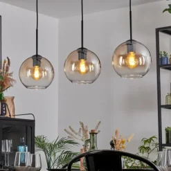 Koyoto Suspension, Boule lumineuse, Suspension Ambre, Clair, 3 lumières