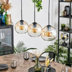 Koyoto Suspension, Boule lumineuse, Suspension Ambre, Clair, 3 lumières
