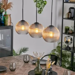 Koyoto Suspension, Boule lumineuse, Suspension Ambre, Clair, 3 lumières