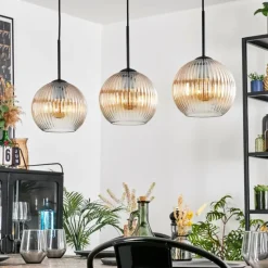 Koyoto Suspension, Boule lumineuse, Suspension Ambre, Clair, 3 lumières