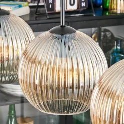 Koyoto Suspension, Boule lumineuse, Suspension Ambre, Clair, 3 lumières