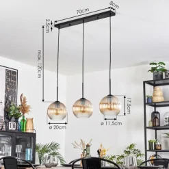 Koyoto Suspension, Boule lumineuse, Suspension Ambre, Clair, 3 lumières