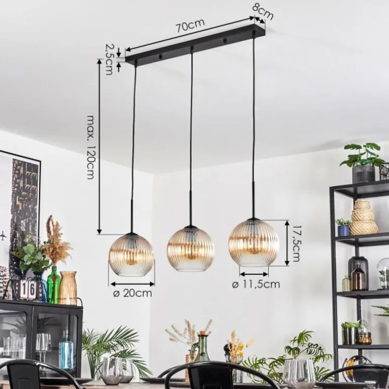 Koyoto Suspension, Boule lumineuse, Suspension Ambre, Clair, 3 lumières