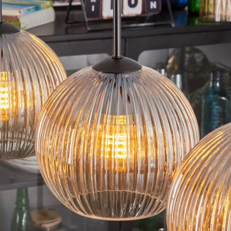 Koyoto Suspension, Boule lumineuse, Suspension Ambre, Clair, 3 lumières