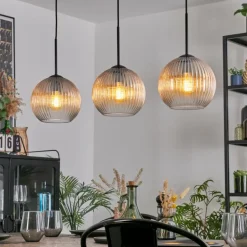 Koyoto Suspension, Boule lumineuse, Suspension Ambre, Clair, 3 lumières