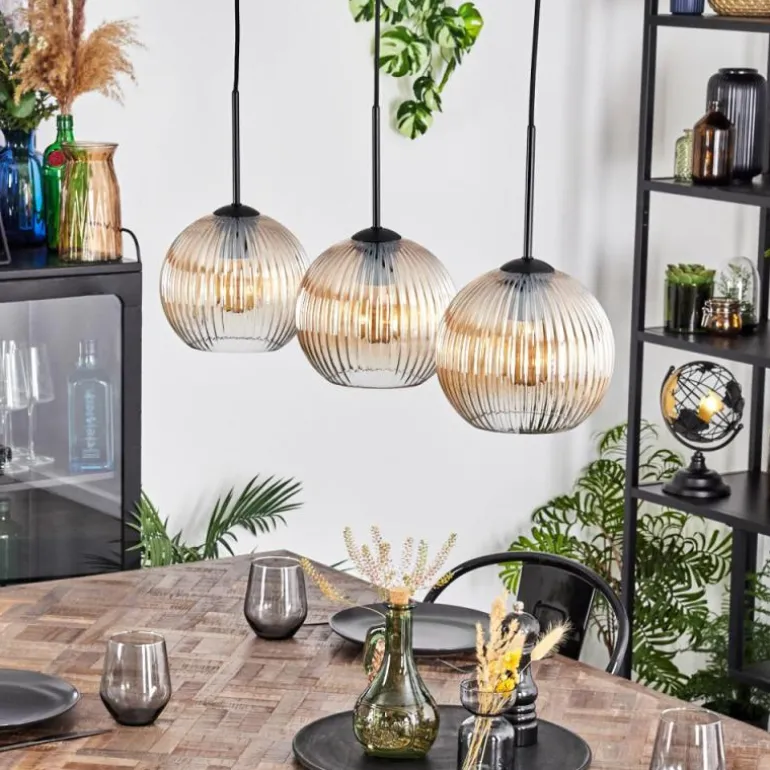 Koyoto Suspension, Boule lumineuse, Suspension Ambre, Clair, 3 lumières