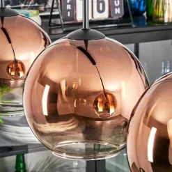 Koyoto Suspension, Boule lumineuse, Suspension Clair, Cuivré, 3 lumières