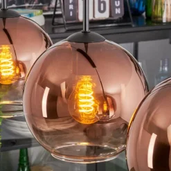 Koyoto Suspension, Boule lumineuse, Suspension Clair, Cuivré, 3 lumières