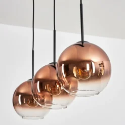 Koyoto Suspension, Boule lumineuse, Suspension Clair, Cuivré, 3 lumières
