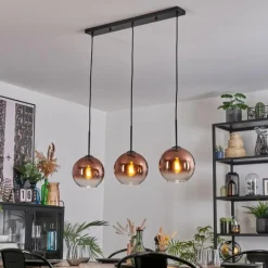 Koyoto Suspension, Boule lumineuse, Suspension Clair, Cuivré, 3 lumières