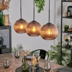 Koyoto Suspension, Boule lumineuse, Suspension Cuivré, 3 lumières