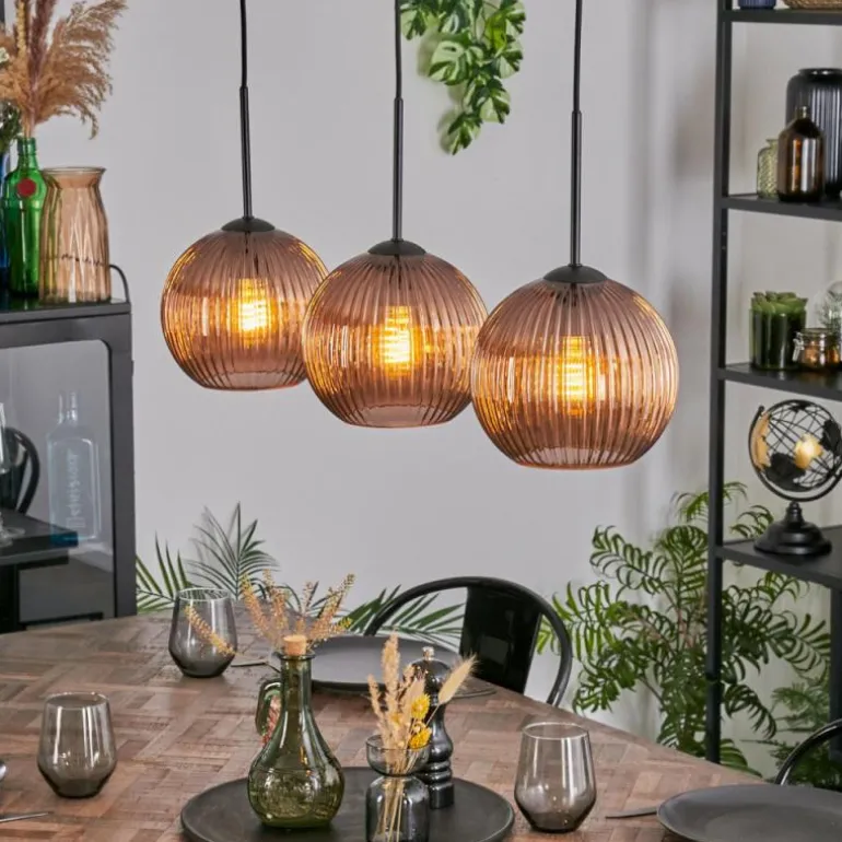 Koyoto Suspension, Boule lumineuse, Suspension Cuivré, 3 lumières