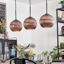 Koyoto Suspension, Boule lumineuse, Suspension Cuivré, 3 lumières