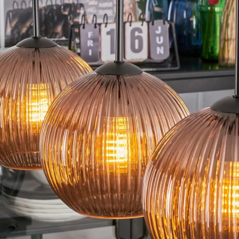 Koyoto Suspension, Boule lumineuse, Suspension Cuivré, 3 lumières