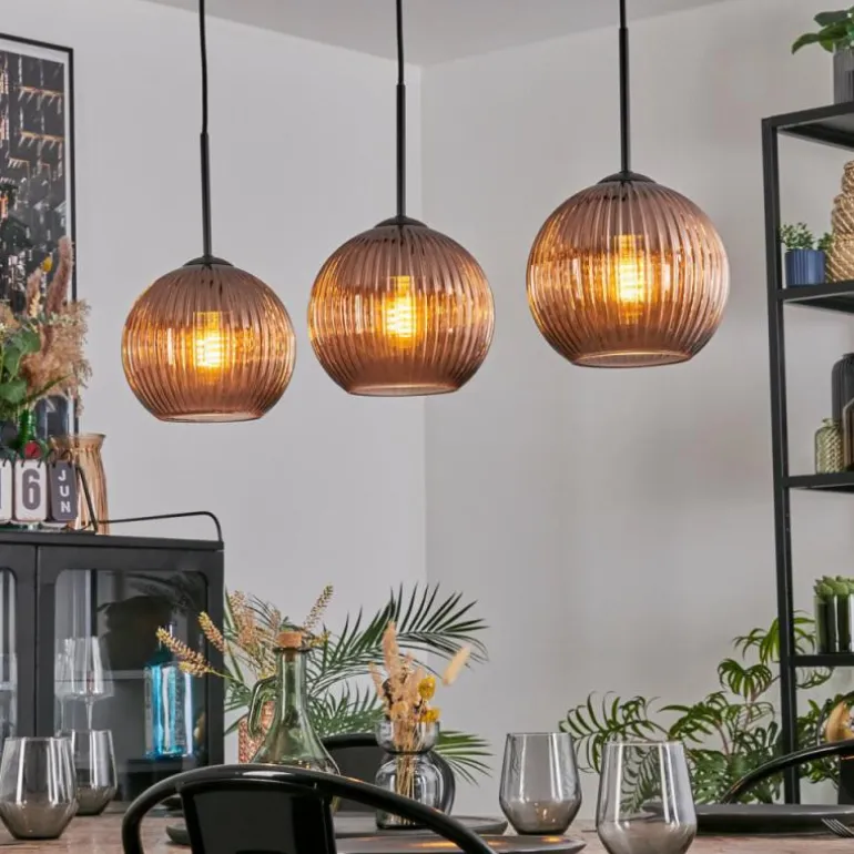 Koyoto Suspension, Boule lumineuse, Suspension Cuivré, 3 lumières