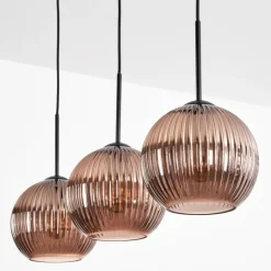 Koyoto Suspension, Boule lumineuse, Suspension Cuivré, 3 lumières