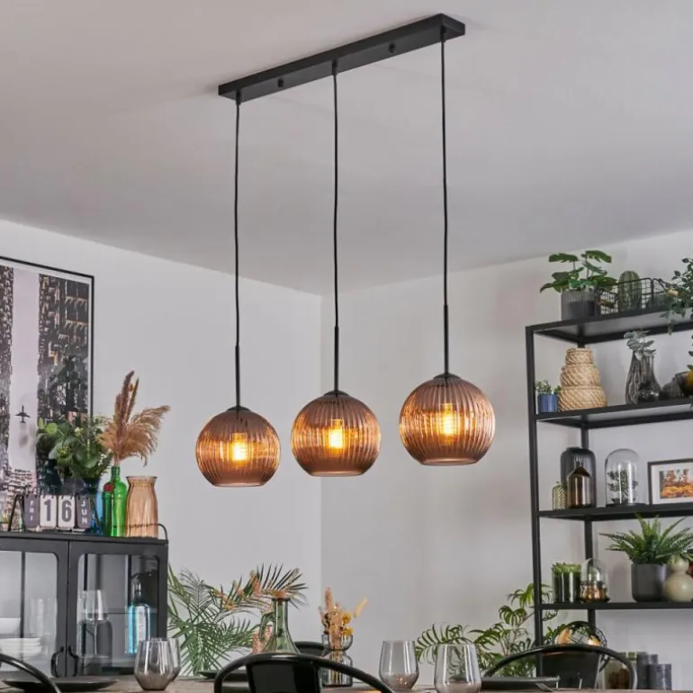 Koyoto Suspension, Boule lumineuse, Suspension Cuivré, 3 lumières