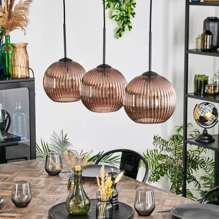 Koyoto Suspension, Boule lumineuse, Suspension Cuivré, 3 lumières