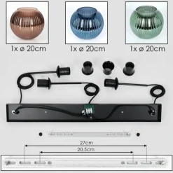 Koyoto Suspension, Boule lumineuse, Suspension Bleu, Vert, Cuivré, 3 lumières