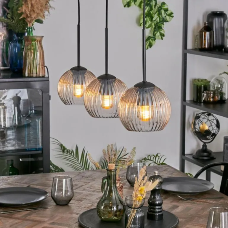 Koyoto Suspension, Boule lumineuse, Suspension Ambre, Clair, 3 lumières