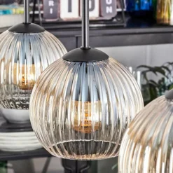 Koyoto Suspension, Boule lumineuse, Suspension Ambre, Clair, 3 lumières
