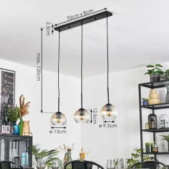 Koyoto Suspension, Boule lumineuse, Suspension Ambre, Clair, 3 lumières