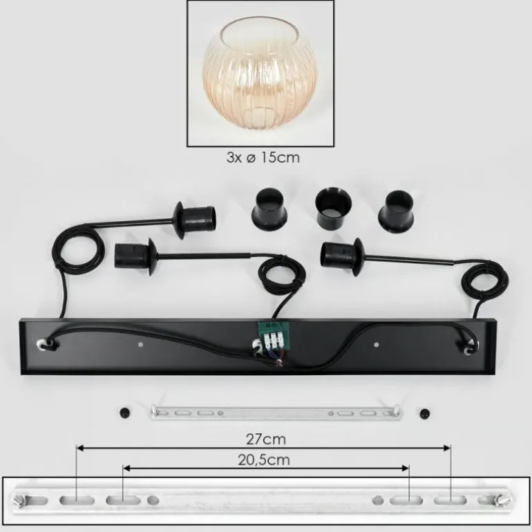 Koyoto Suspension, Boule lumineuse, Suspension Ambre, Clair, 3 lumières