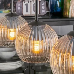 Koyoto Suspension, Boule lumineuse, Suspension Ambre, Clair, 3 lumières