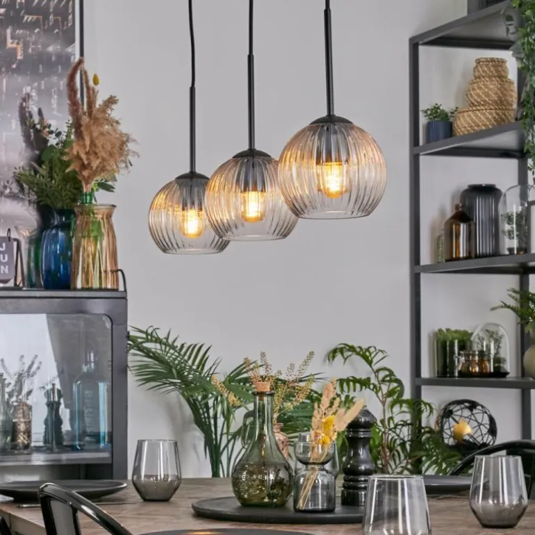 Koyoto Suspension, Boule lumineuse, Suspension Ambre, Clair, 3 lumières
