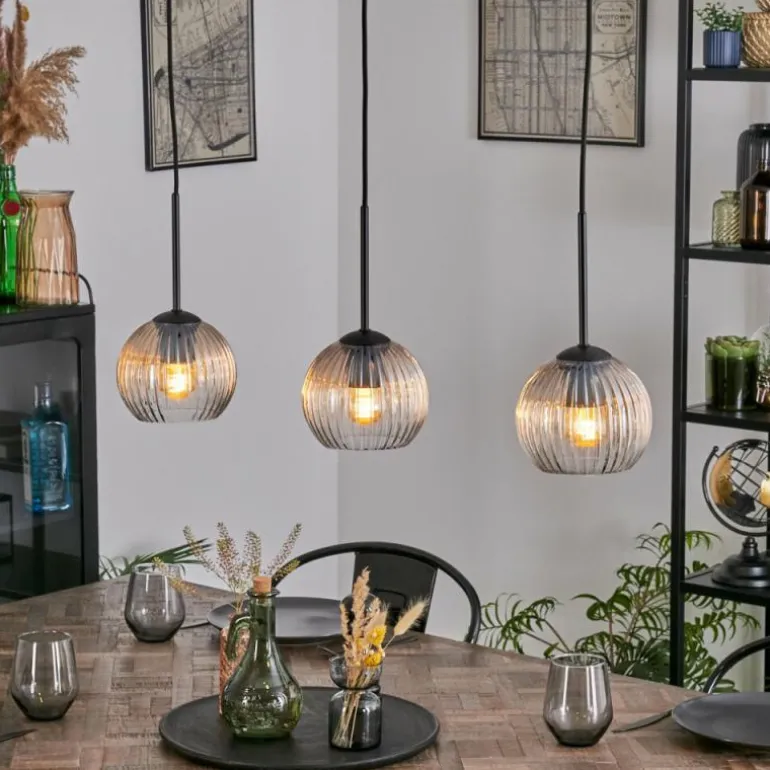 Koyoto Suspension, Boule lumineuse, Suspension Ambre, Clair, 3 lumières