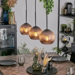 Koyoto Suspension, Boule lumineuse, Suspension Cuivré, 3 lumières