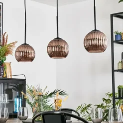 Koyoto Suspension, Boule lumineuse, Suspension Cuivré, 3 lumières