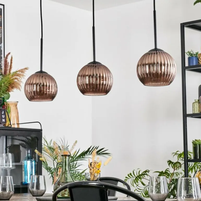 Koyoto Suspension, Boule lumineuse, Suspension Cuivré, 3 lumières