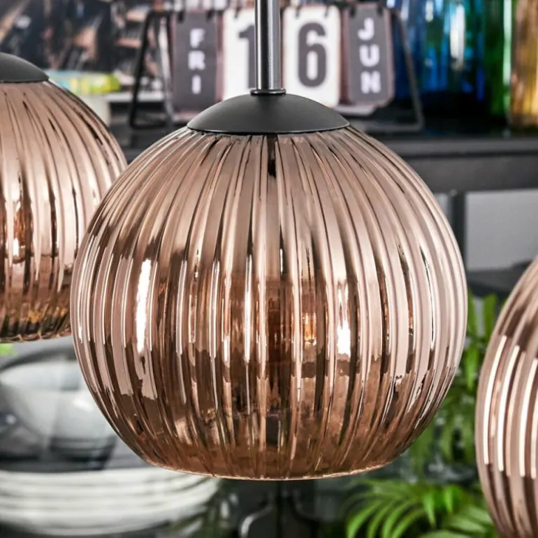 Koyoto Suspension, Boule lumineuse, Suspension Cuivré, 3 lumières