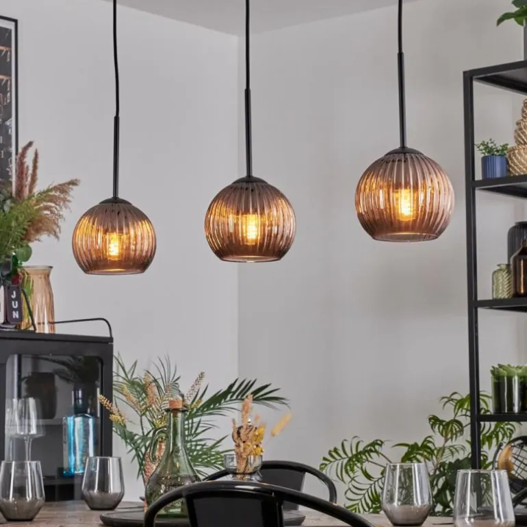 Koyoto Suspension, Boule lumineuse, Suspension Cuivré, 3 lumières