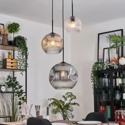 Koyoto Suspension, Boule lumineuse, Suspension, Suspension grappe 30 cm Ambre, Clair, Fumé, 3 lumières