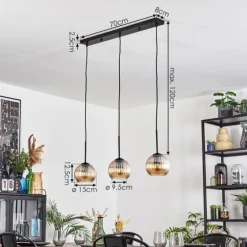 Koyoto Suspension, Boule lumineuse, Suspension Ambre, 3 lumières
