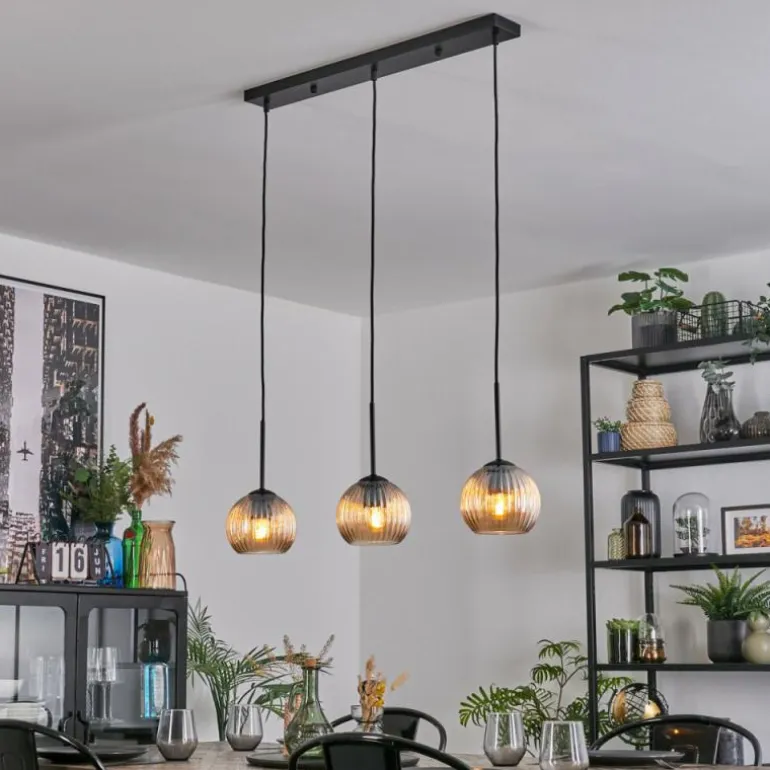 Koyoto Suspension, Boule lumineuse, Suspension Ambre, 3 lumières