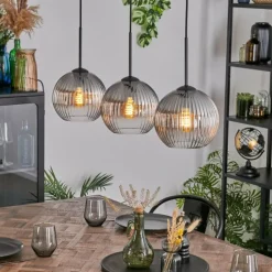 Koyoto Suspension, Boule lumineuse, Suspension Clair, Fumé, 3 lumières