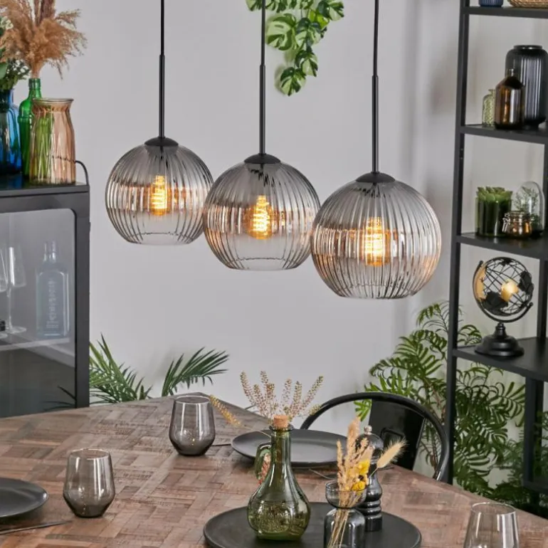 Koyoto Suspension, Boule lumineuse, Suspension Clair, Fumé, 3 lumières