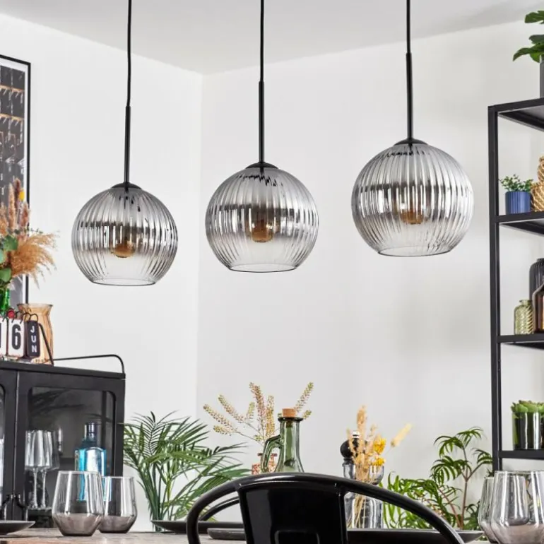 Koyoto Suspension, Boule lumineuse, Suspension Clair, Fumé, 3 lumières
