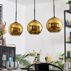 Koyoto Suspension, Boule lumineuse, Suspension Or, 3 lumières