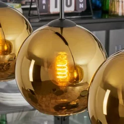 Koyoto Suspension, Boule lumineuse, Suspension Or, 3 lumières