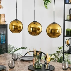 Koyoto Suspension, Boule lumineuse, Suspension Or, 3 lumières