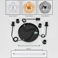 Koyoto Suspension, Boule lumineuse, Suspension, Suspension grappe Ambre, Clair, Fumé, 3 lumières