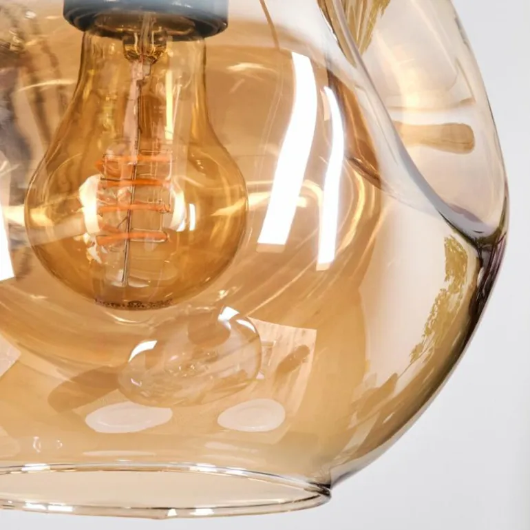 Koyoto Suspension, Boule lumineuse, Suspension, Suspension grappe Ambre, Clair, Fumé, 3 lumières