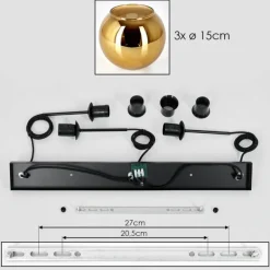 Koyoto Suspension, Boule lumineuse, Suspension Or, 3 lumières