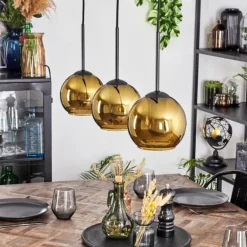 Koyoto Suspension, Boule lumineuse, Suspension Or, 3 lumières