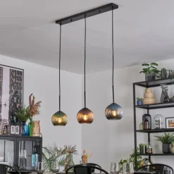 Koyoto Suspension, Boule lumineuse, Suspension Bleu, Vert, Cuivré, 3 lumières